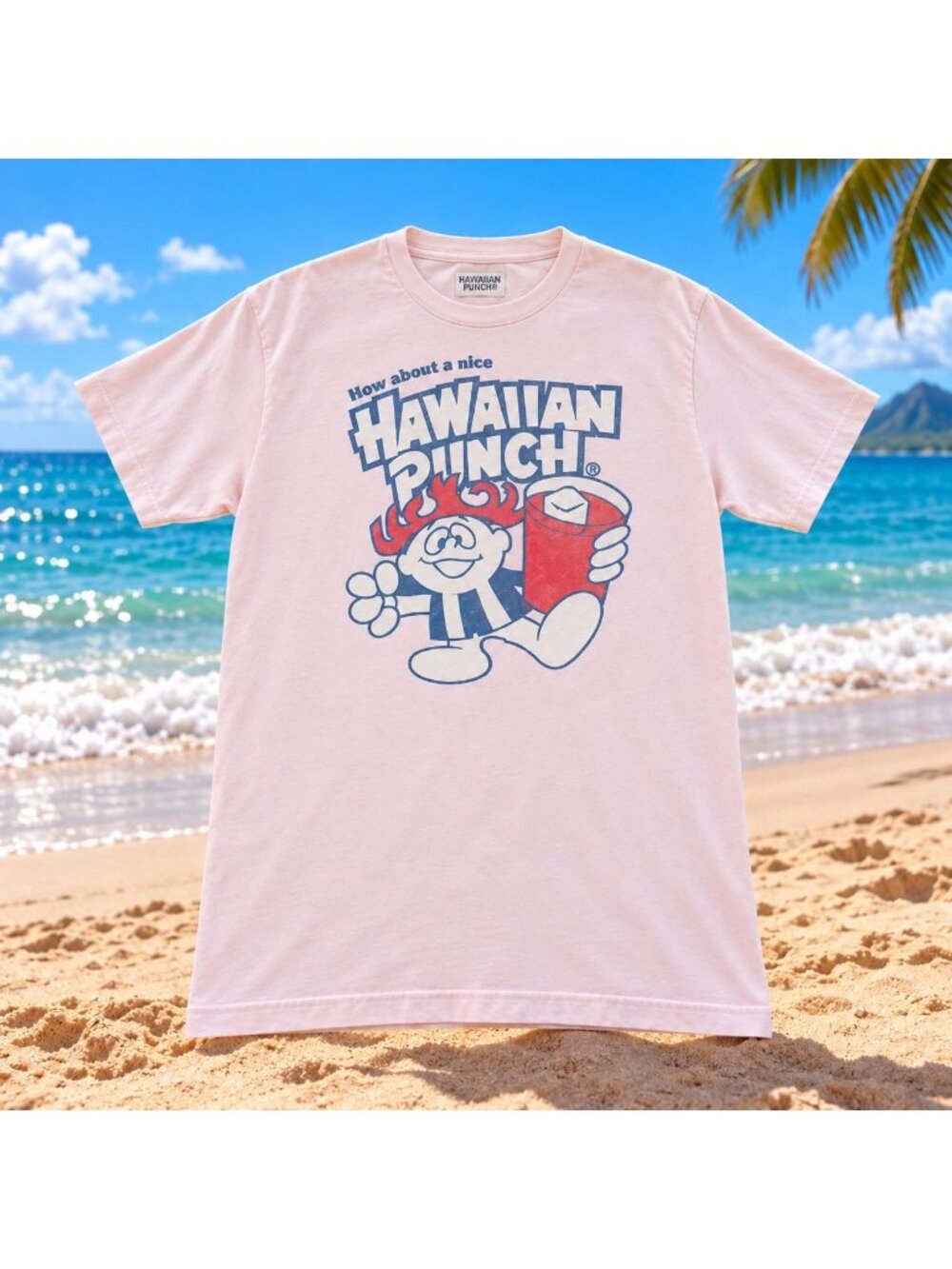 Hawaiian Punch Pink Graphic Tee Short Sleeve Crewneck Cotton Medium Mens Shirt